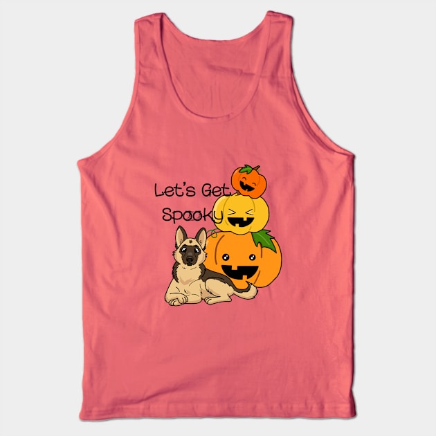 Hallowe'en German Shepherd and Pumpkins Tank Top by Inugoya